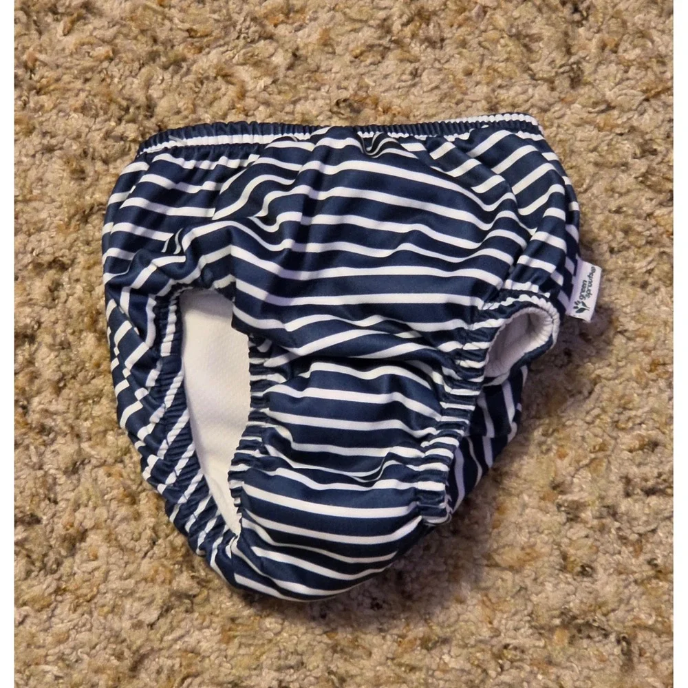 Green Sprouts Navy White Striped Reusable Swim Diaper Baby Size 24 Months
